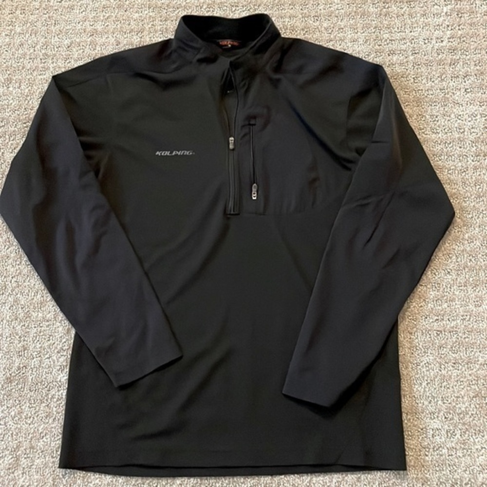 Kolping Black Long Sleeve Mock Neck 1/4 Zip Up Shirt